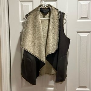 Faux leather and fur vest
